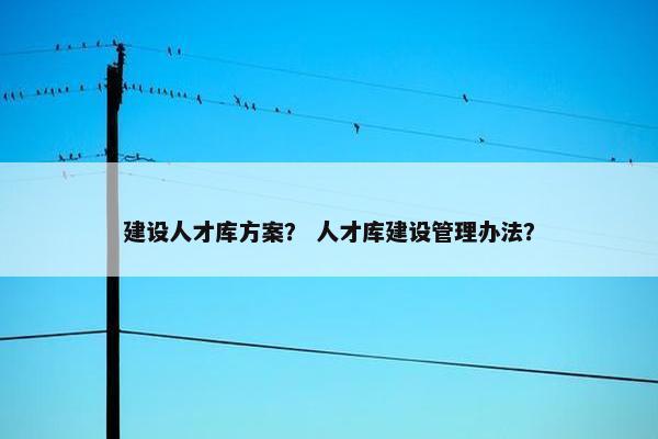 建设人才库方案？ 人才库建设管理办法？