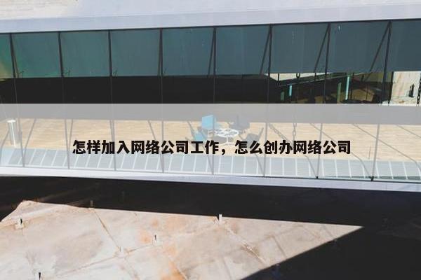 怎样加入网络公司工作，怎么创办网络公司