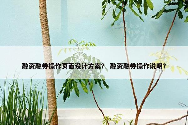 融资融券操作页面设计方案？ 融资融券操作说明？