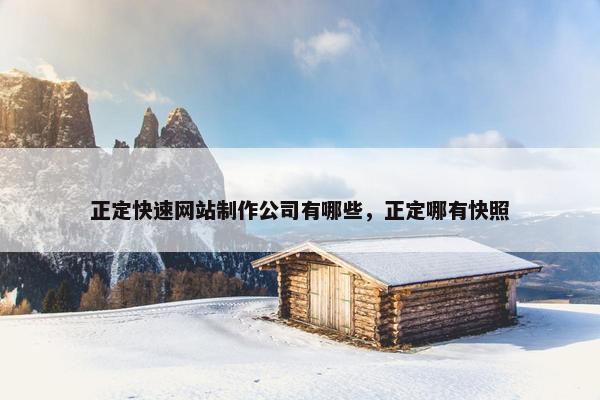 正定快速网站制作公司有哪些，正定哪有快照